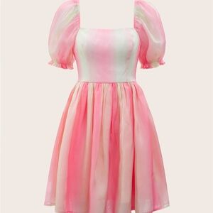 SHEIN MOD Ombre Square Puff Sleeve Dress